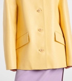 Gucci Logo corduroy-trimmed leather jacket