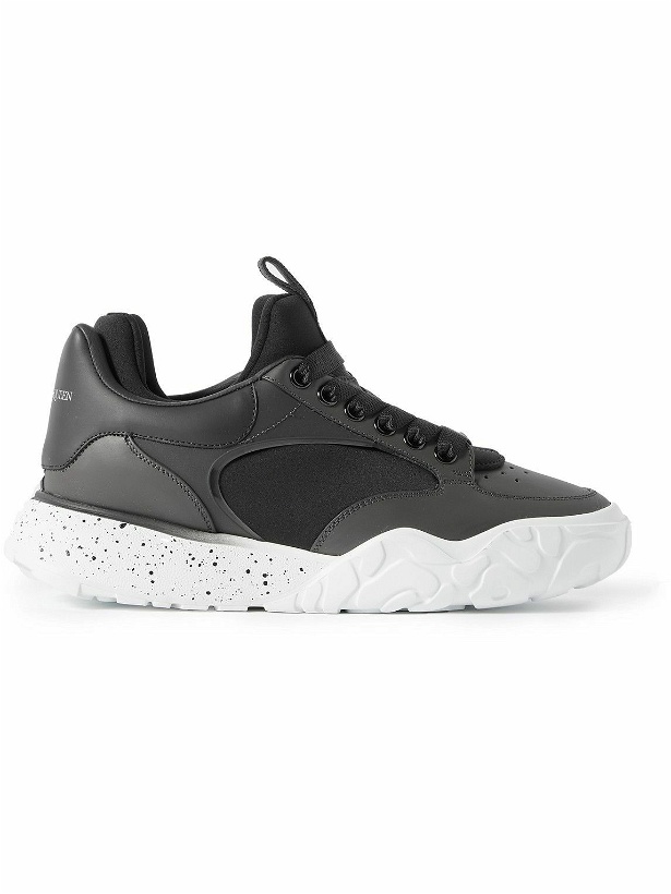 Photo: Alexander McQueen - Exaggerated-Sole Neoprene and Leather Sneakers - Black