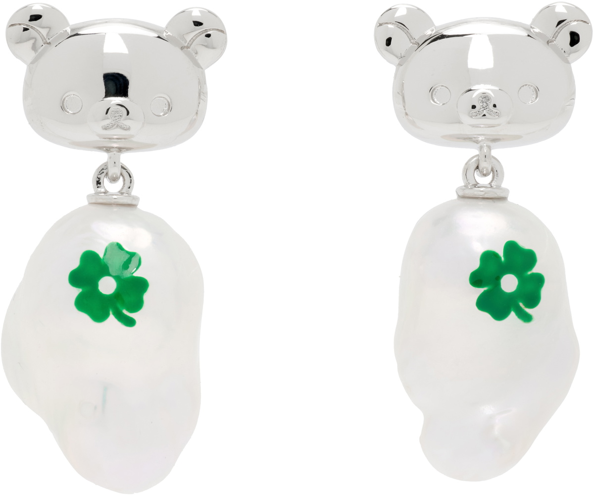 JIWINAIA Rilakkuma Edition Clover Baroque Pearl Earrings