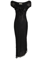 DE LA Vali Eden Ruffle-trimmed Lace Midi Dress Black