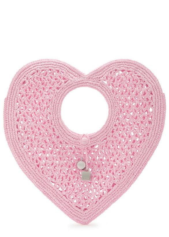 Photo: Jacquemus Le Spiaggia Coeur Heart Raffia Tote bag - Pink - One Size