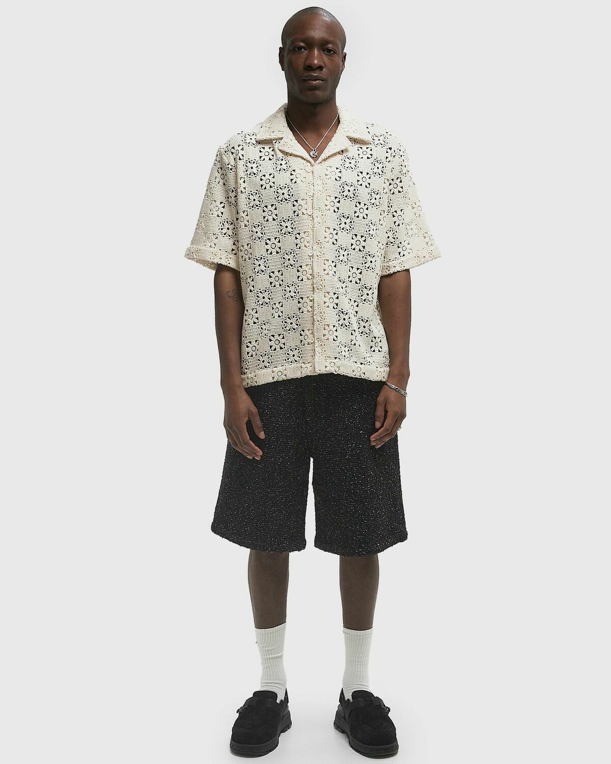 Axel Arigato Eren Crochet Shirt Beige Mens Shortsleefe