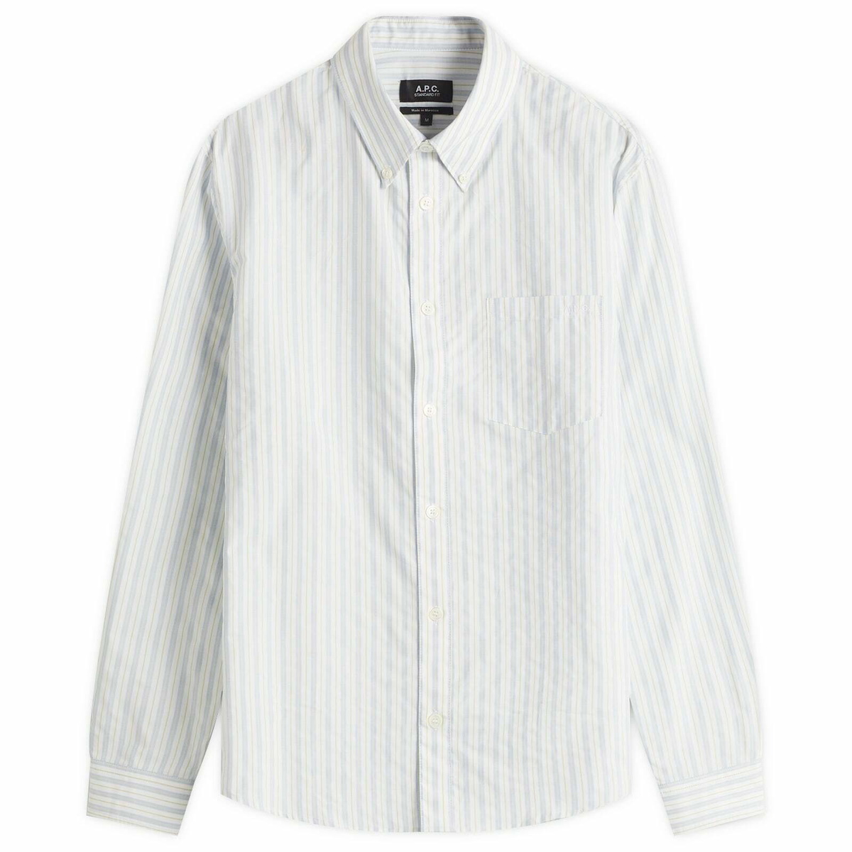 A.P.C. Men's Edouard Button Down Stripe Shirt in Pale Green