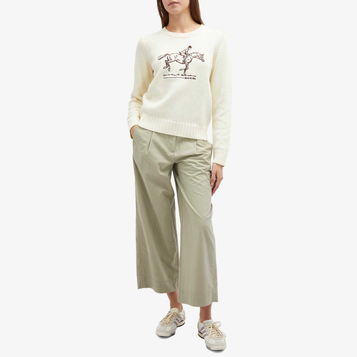 Sporty & Rich Women's Horse Knitted Sweater in Cream