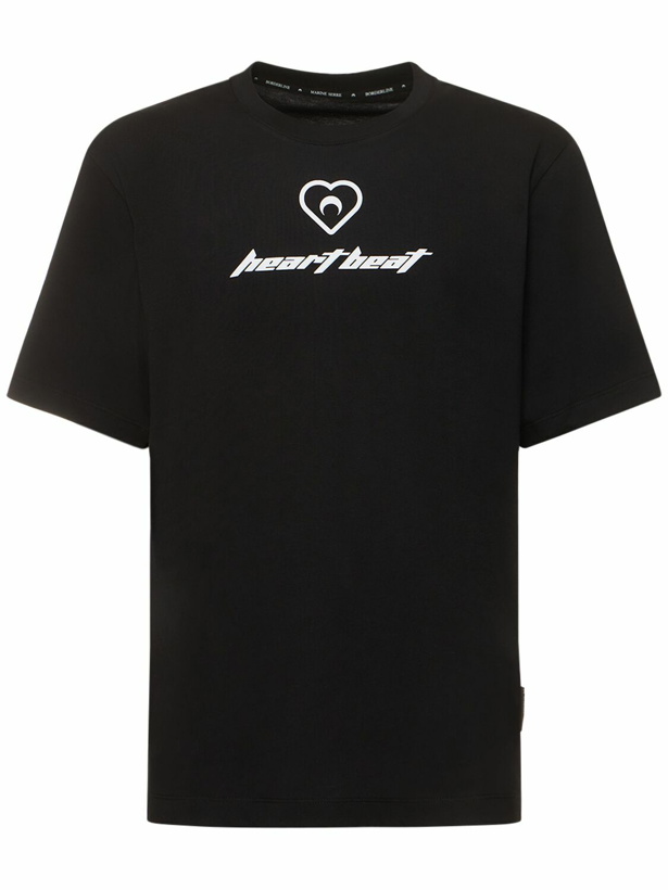 Photo: MARINE SERRE - Heartbeat Print Cotton Jersey T-shirt