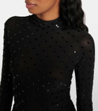 Alaïa Embellished ruched jersey maxi dress