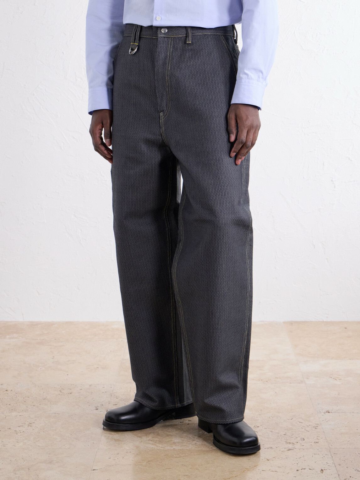 KAPITAL - Straight-Leg Cotton-Jacquard Trousers - Blue