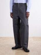 KAPITAL - Straight-Leg Cotton-Jacquard Trousers - Blue