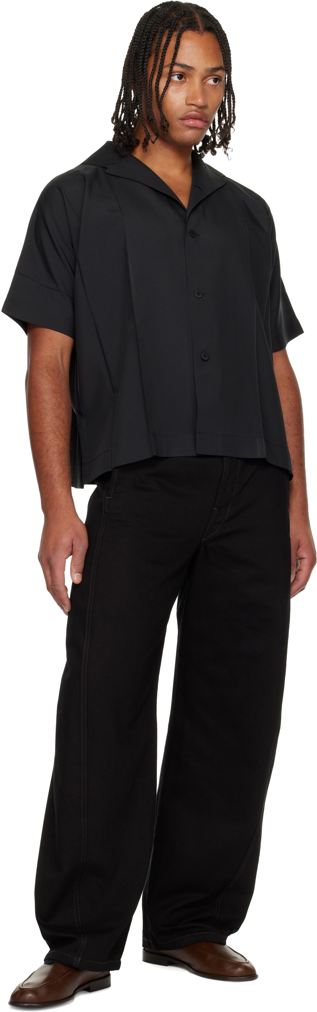 132 5. ISSEY MIYAKE Black Flat Shirt