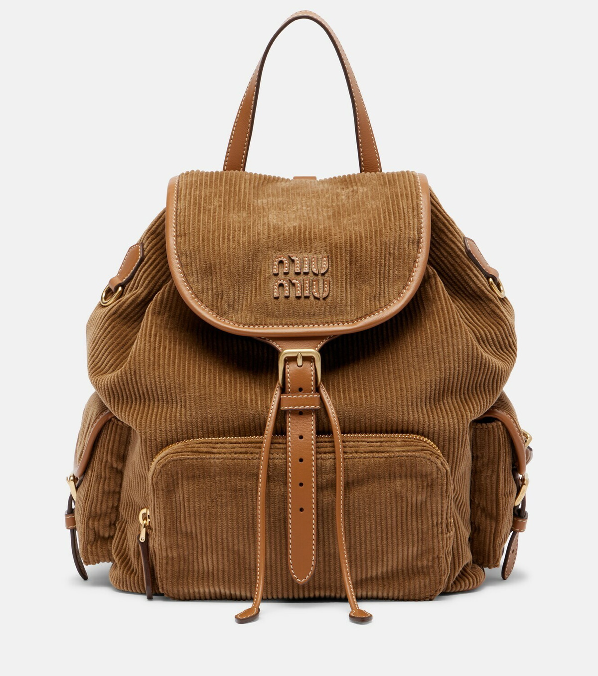 Miu Miu Leather-trimmed corduroy backpack