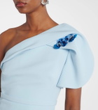 Safiyaa One-shoulder belted crêpe gown