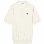 Comme des Garçons Play Men's Knit Polo Shirt in White