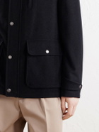 Brunello Cucinelli - Leather-Trimmed Cashmere-Felt Jacket - Black