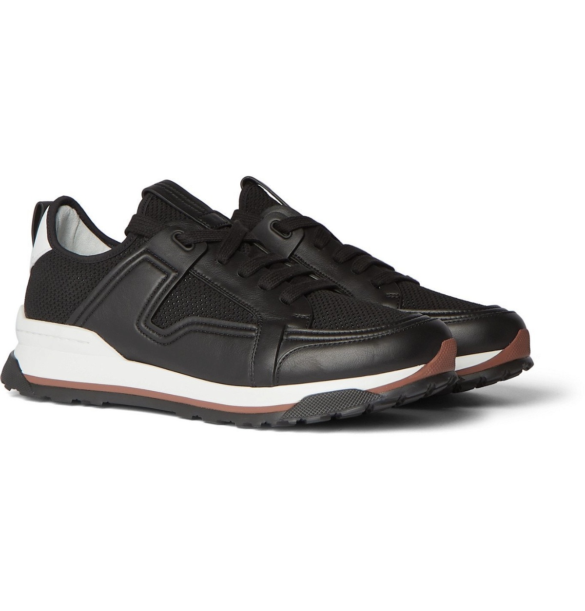 Ermenegildo Zegna - Siracusa Leather and Mesh Sneakers - Black ...