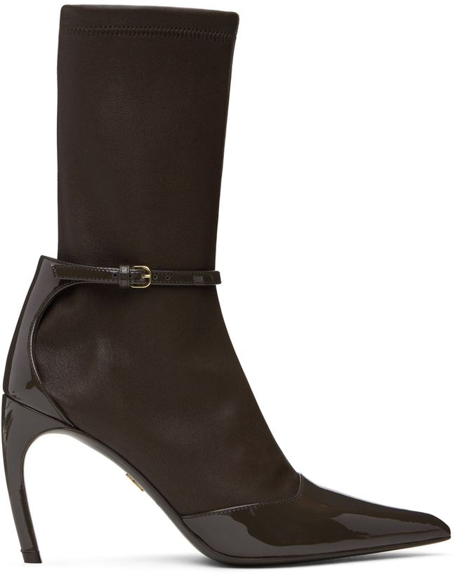 Photo: Ferragamo Brown Pointed Ankle Boots