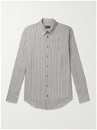 GIORGIO ARMANI - Slim-Fit Striped Cotton and Silk-Blend Shirt - Gray - 38