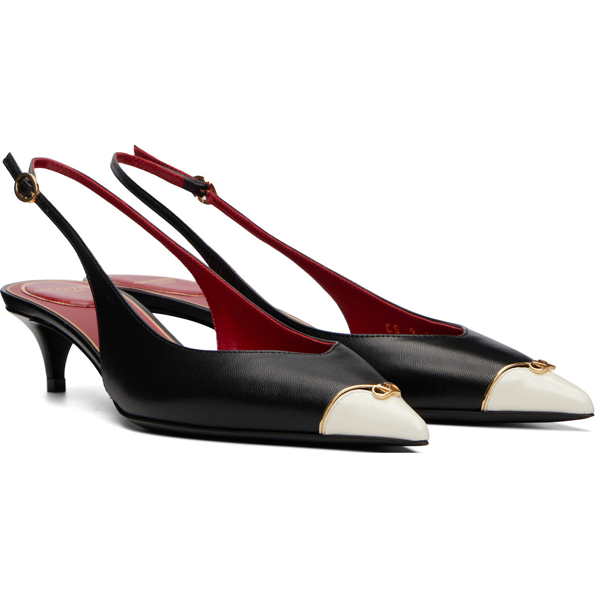 Valentino Garavani Black VLogo Heartip Slingback Heels