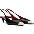 Valentino Garavani Black VLogo Heartip Slingback Heels