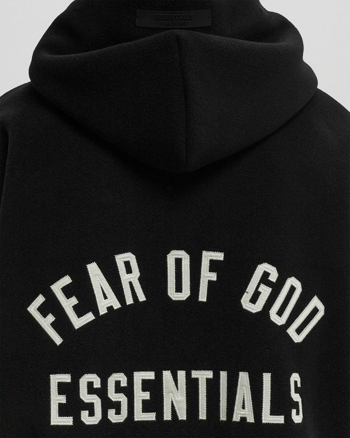 Fear of God Essentials BRUSHED HOODED BOMBER Black Womens Sweatshirt