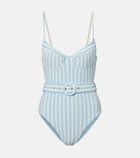 Simkhai Noa belted striped swimsuit