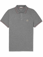 Moncler - Logo-Appliquéd Striped Cotton-Piqué Polo Shirt - Gray