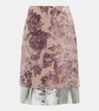 Dries Van Noten Leather-trimmed velvet pencil skirt