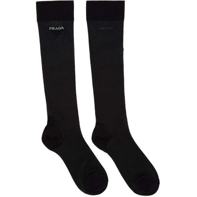 Prada Black Mesh Logo Socks Prada