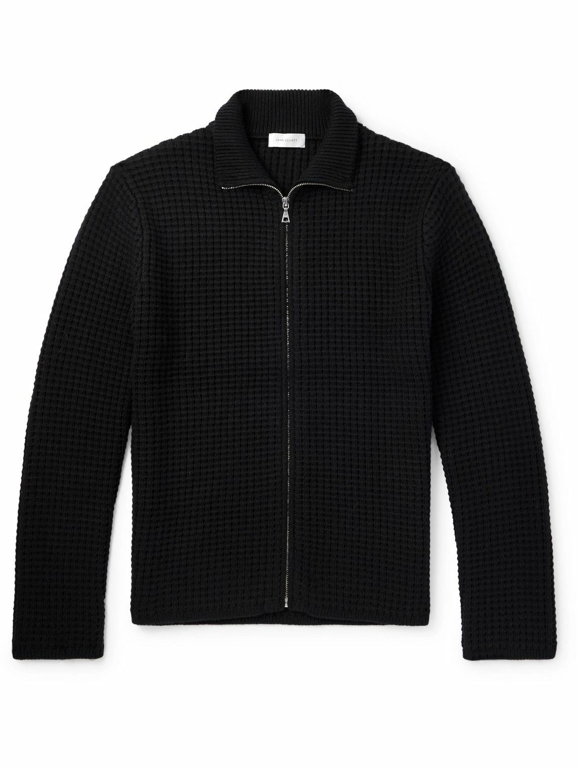 John Elliott - Slim-Fit Waffle-Knit Zip-Up Cardigan - Black