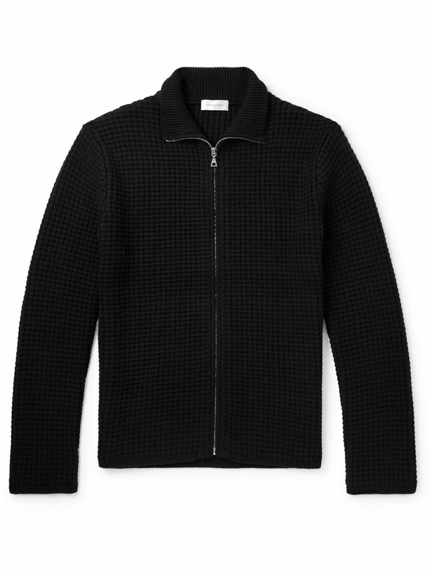Photo: John Elliott - Slim-Fit Waffle-Knit Zip-Up Cardigan - Black