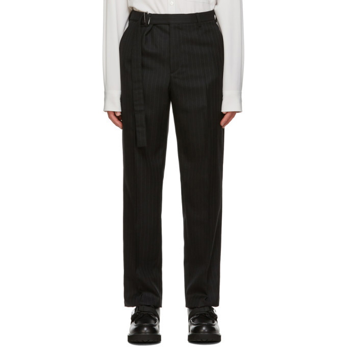 Photo: Valentino Black and Grey Wool Pinstripe Trousers