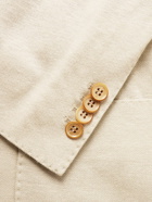 Loro Piana - Slim-Fit Unstructured Cotton, Silk and Linen-Blend Piqué Blazer - Neutrals