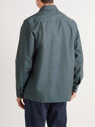 Mr P. - Puppytooth Virgin Wool and Cotton-Blend Overshirt - Blue