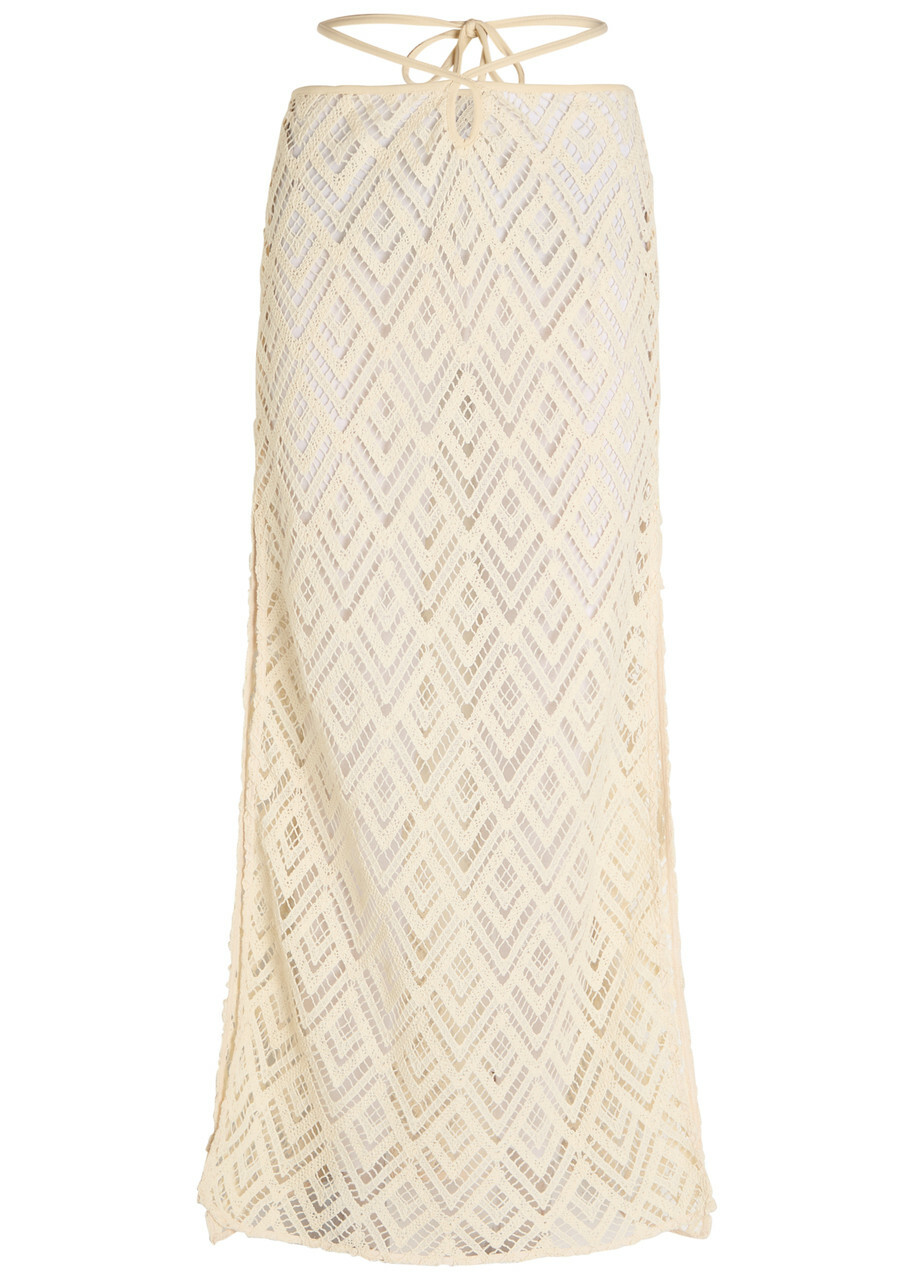 Johanna Ortiz Soul Open-knit Cotton Maxi Skirt Ecru