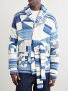 Polo Ralph Lauren - Shawl-Collar Patchwork Cotton and Linen-Blend Cardigan - Blue