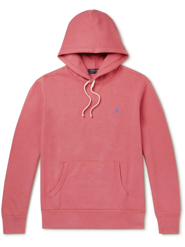 Photo: Polo Ralph Lauren - Logo-Embroidered Cotton-Blend Jersey Hoodie - Red