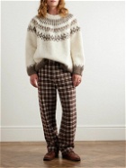 BODE - Straight-Leg Checked Wool Trousers - Brown
