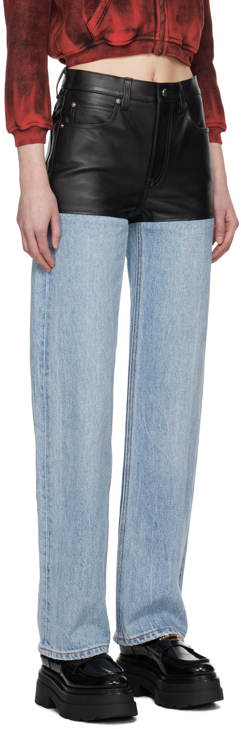 Alexander Wang Blue Stacked Leather Pants