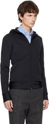 Valentino Black Neoprene Embossed VLogo Hoodie