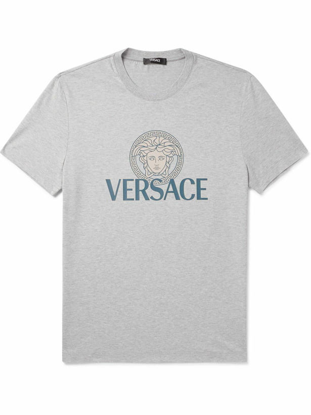 Photo: Versace - Slim-Fit Logo-Print Cotton-Jersey T-Shirt - Gray