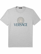Versace - Slim-Fit Logo-Print Cotton-Jersey T-Shirt - Gray