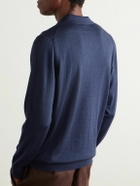 Caruso - Wool, Silk and Cashmere-Blend Polo Shirt - Blue