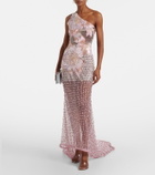 Là Fuori Embellished one-shoulder gown