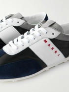 Marni - Logo-Embroidered Suede-Trimmed Leather Sneakers - Black