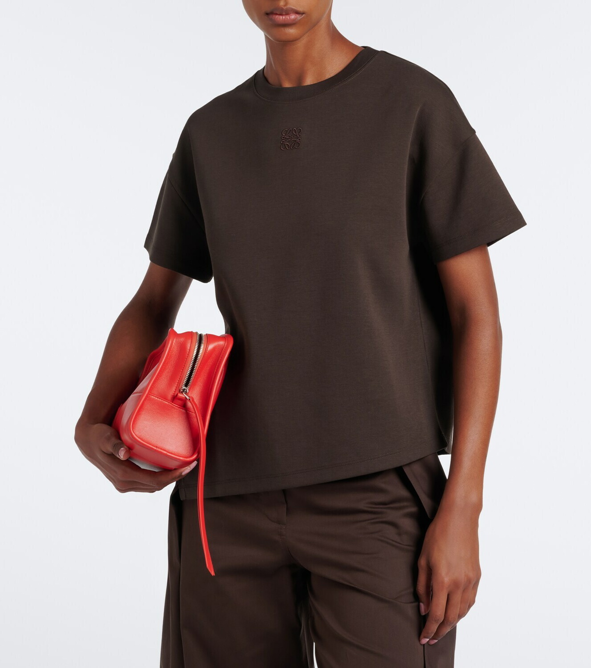 Loewe Anagram asymmetrical cotton-blend T-shirt