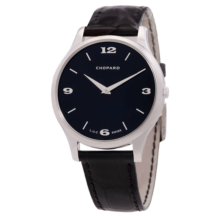 Photo: Chopard L.U.C Classic XP Black Dial White Gold Leather Mens Watch 161902-1001