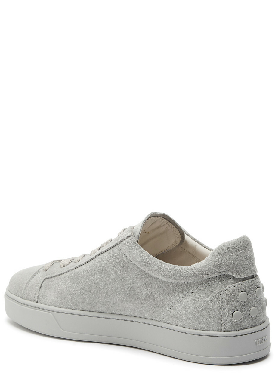 Tods Panelled Suede Sneakers Light Grey