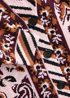 Farm Rio Glam Tapestry Patterned-intarsia Knitted Cardigan Burgundy