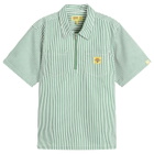 ICECREAM Men's IC Services Quarter Zip Work Shirt in Green/White stripe