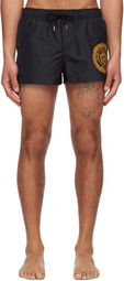 Versace Underwear Black Chain Crest Print Swim Shorts