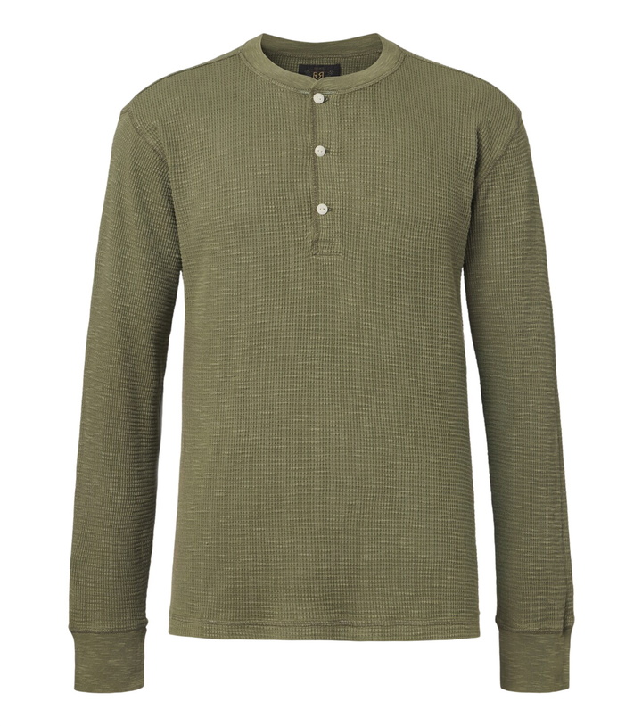 Photo: RRL Waffle-knit cotton Henley shirt
